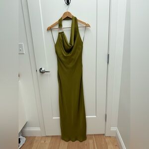 Zara Olive Green Halter Dress